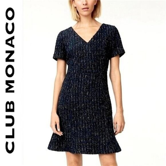 Club Monaco Andreah Tweed Boucle Trumpet Dress - Picture 6 of 11